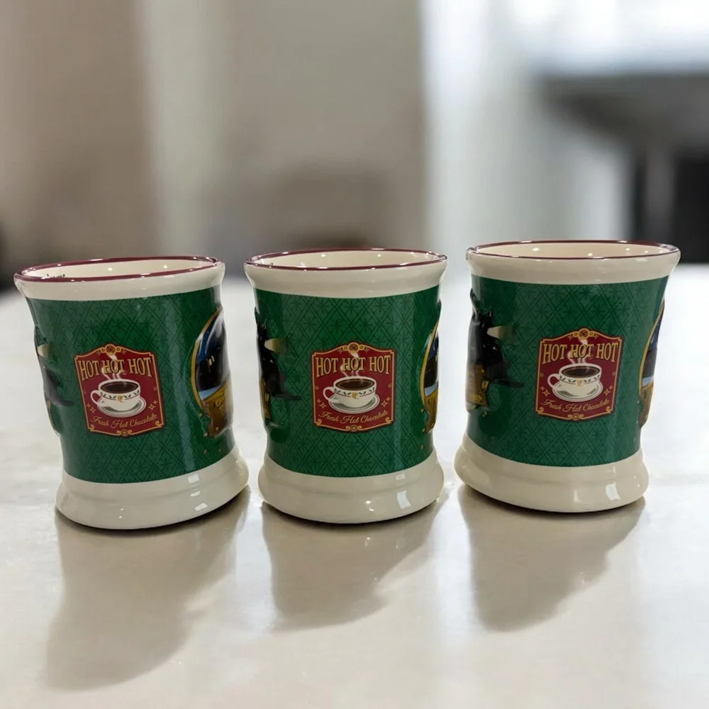 Polar Express Believe Mug Set 3D‎ Relief Set of 3 Christmas Cocoa Cups